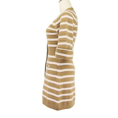 Chanel Cashmere Striped Long Knit Cardigan Tank Top Ensemble P51680/p51639 Size