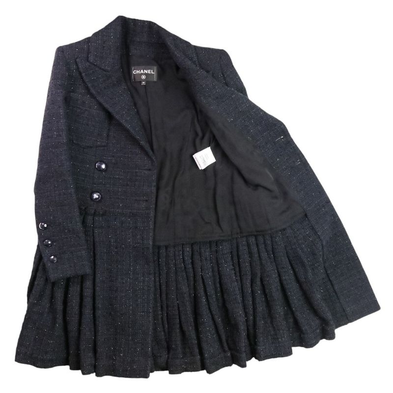 20ss Chanel Look Published Coco Mark Tweed Double Breasted Jacket Dress P64017