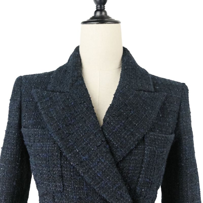 20ss Chanel Look Published Coco Mark Tweed Double Breasted Jacket Dress P64017