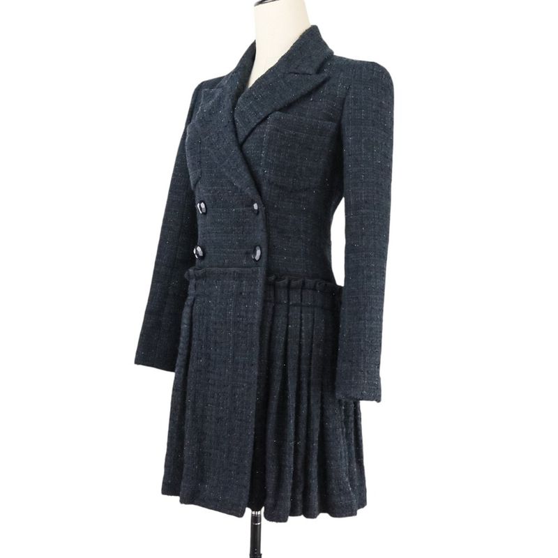 20ss Chanel Look Published Coco Mark Tweed Double Breasted Jacket Dress P64017