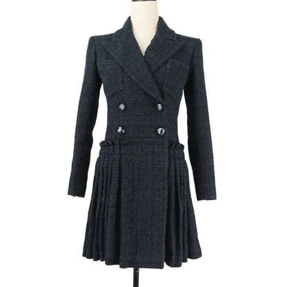 20ss Chanel Look Published Coco Mark Tweed Double Breasted Jacket Dress P64017
