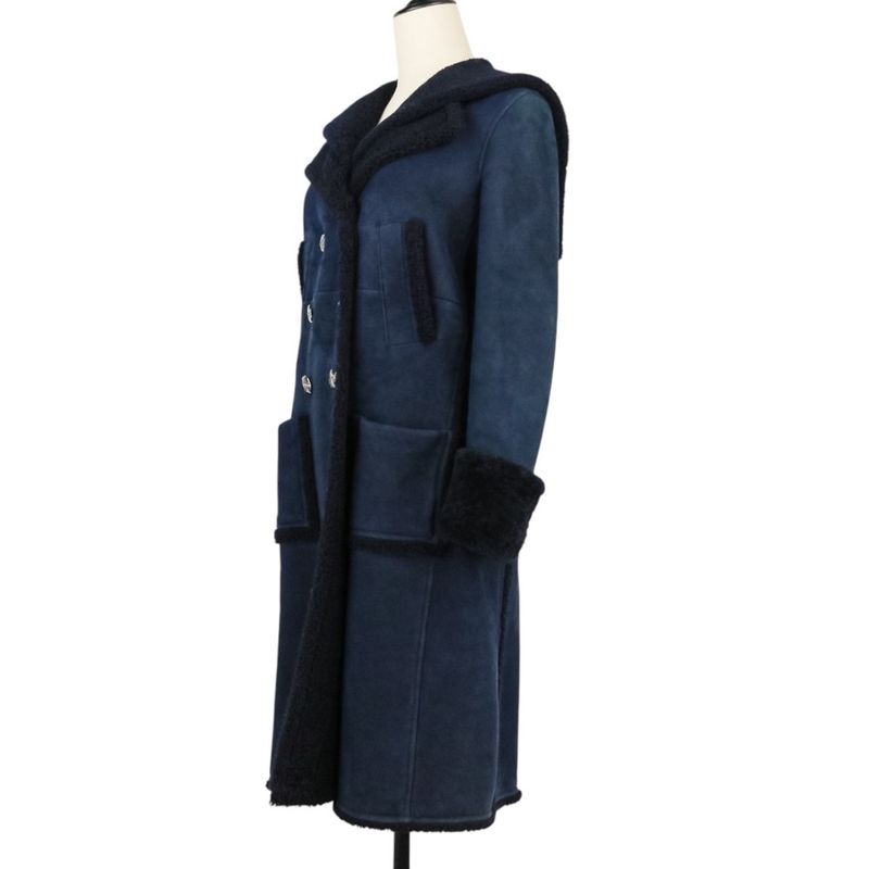 Good Chanel P59 18-19aw Prêt-À-Porter Collection Mouton Coat P59385 Size 38