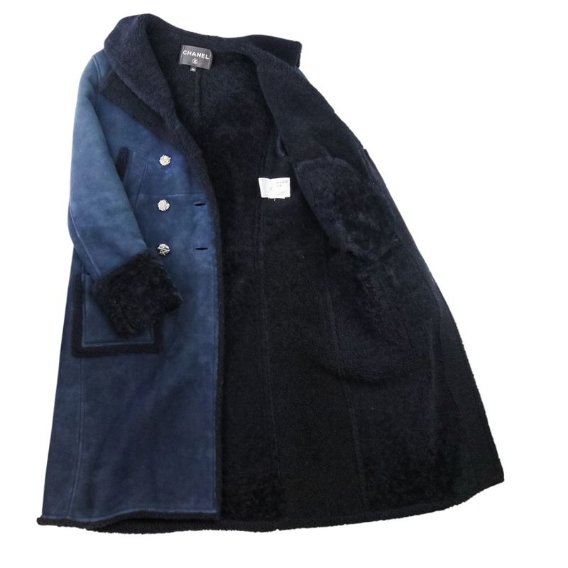Good Chanel P59 18-19aw Prêt-À-Porter Collection Mouton Coat P59385 Size 38