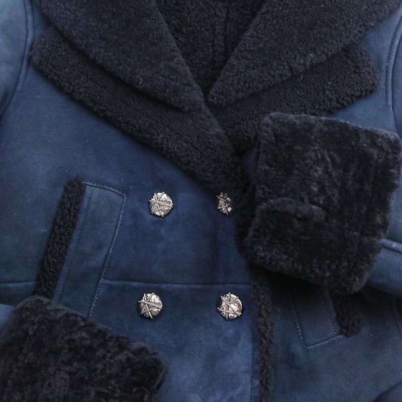 Good Chanel P59 18-19aw Prêt-À-Porter Collection Mouton Coat P59385 Size 38