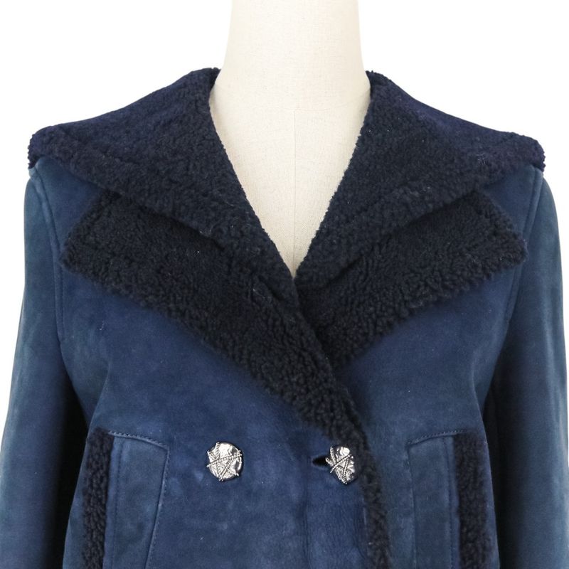 Good Chanel P59 18-19aw Prêt-À-Porter Collection Mouton Coat P59385 Size 38