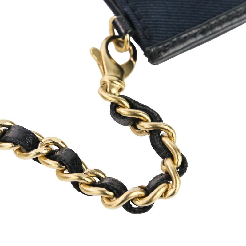 Chanel Icon Line Chain One Shoulder Bag Black Gold Color Hardware Ladies Used
