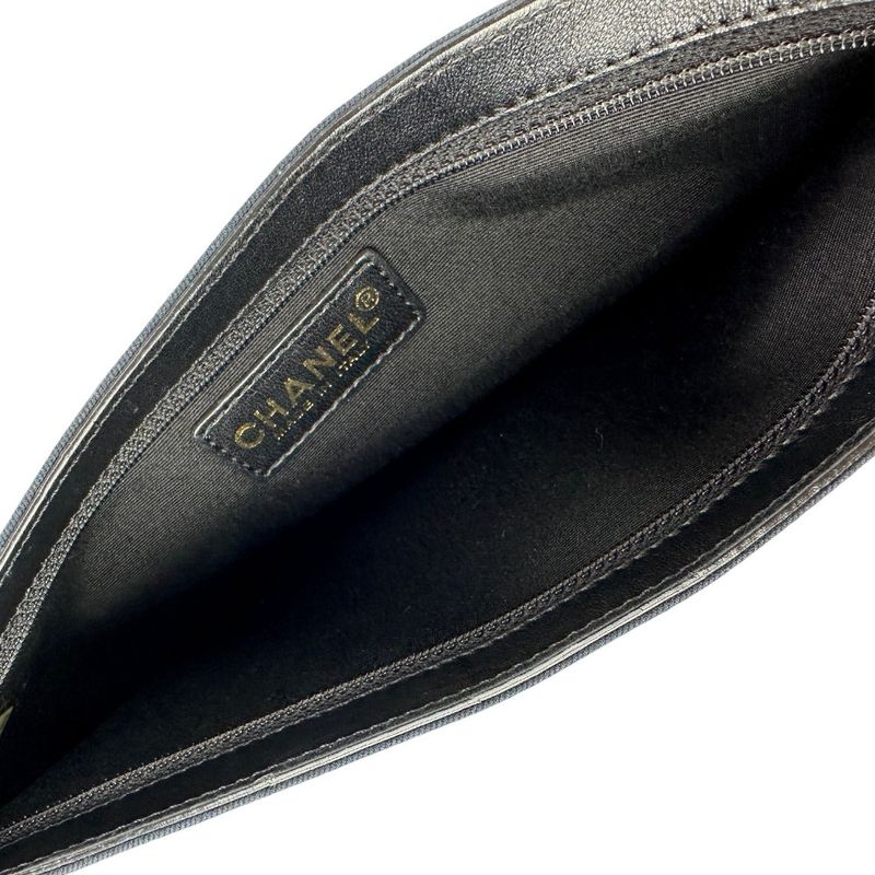 Chanel Icon Line Chain One Shoulder Bag Black Gold Color Hardware Ladies Used