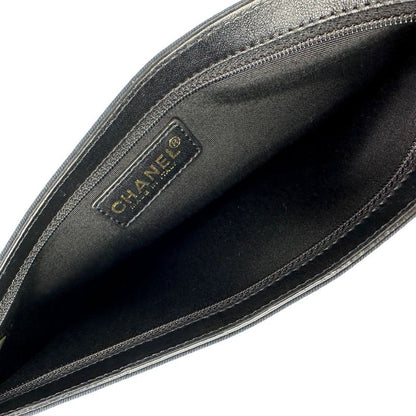 Chanel Icon Line Chain One Shoulder Bag Black Gold Color Hardware Ladies Used