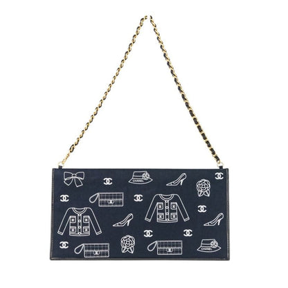 Chanel Icon Line Chain One Shoulder Bag Black Gold Color Hardware Ladies Used