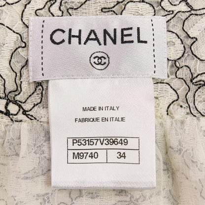 Unused Chanel 16c Camellia Lace Blouse Skirt Setup P53157/p53158 Size 34 White