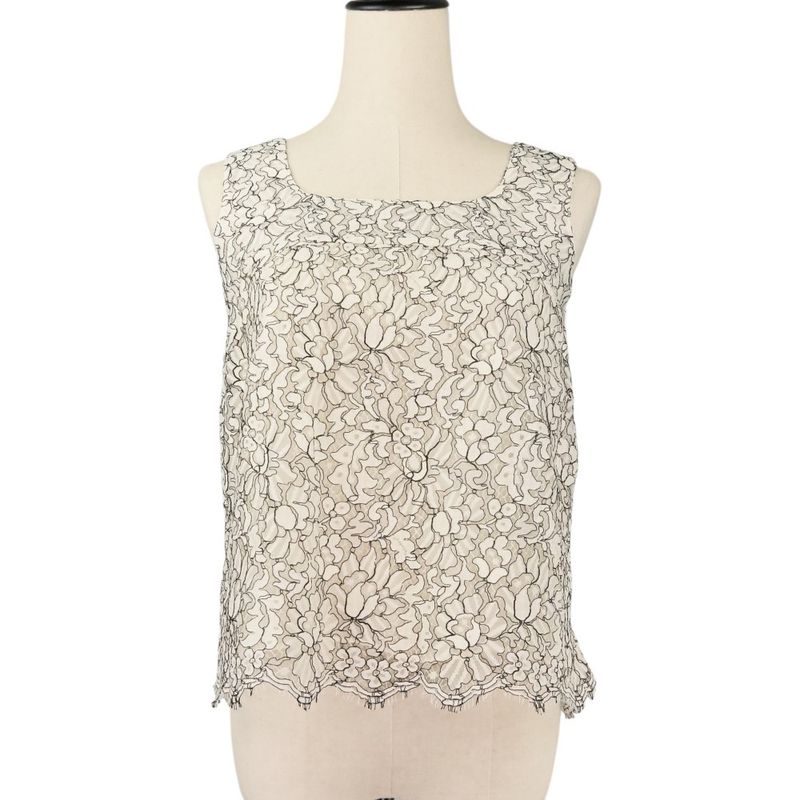 Unused Chanel 16c Camellia Lace Blouse Skirt Setup P53157/p53158 Size 34 White