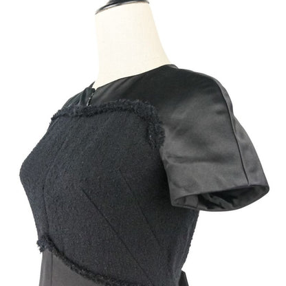 Chanel Tweed Satin Mix Bijoux Embellished Ribbon Dress P52337 Size 34 Black