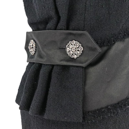 Chanel Tweed Satin Mix Bijoux Embellished Ribbon Dress P52337 Size 34 Black