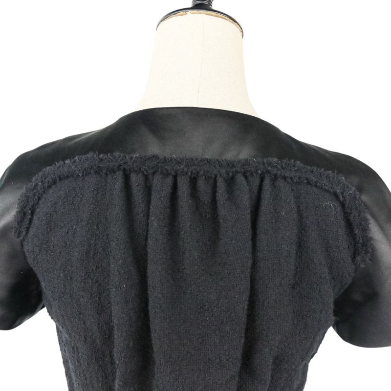 Chanel Tweed Satin Mix Bijoux Embellished Ribbon Dress P52337 Size 34 Black