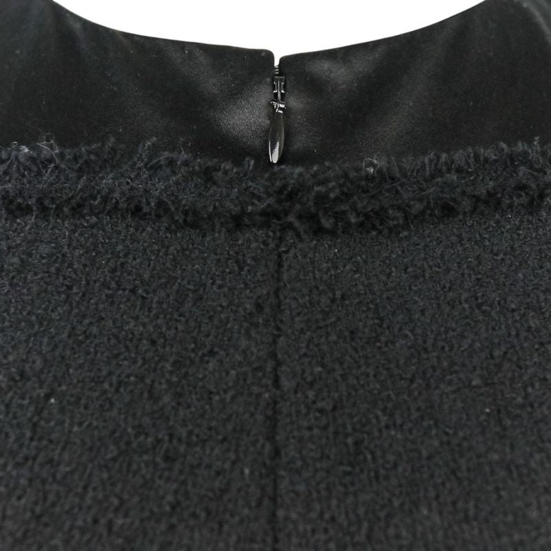 Chanel Tweed Satin Mix Bijoux Embellished Ribbon Dress P52337 Size 34 Black