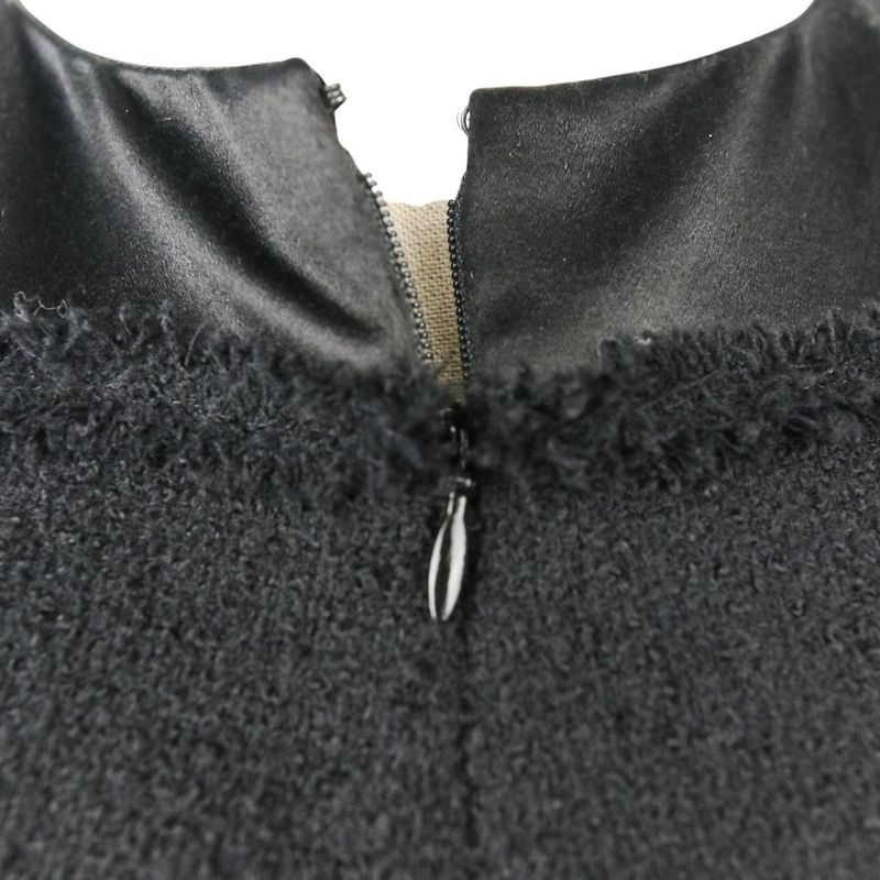 Chanel Tweed Satin Mix Bijoux Embellished Ribbon Dress P52337 Size 34 Black
