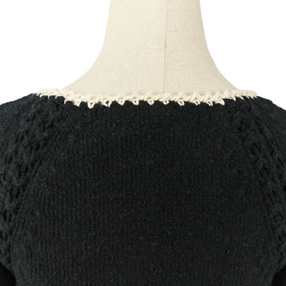 18c Chanel Fringe Tweed Dress P58133 Size 34 Black Ladies Used