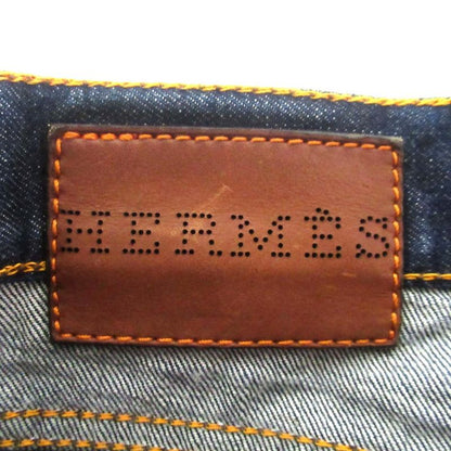 Hermes Leather Patches Serie Button Denim Pants Jeans Size 40 Indigo Blue Mens