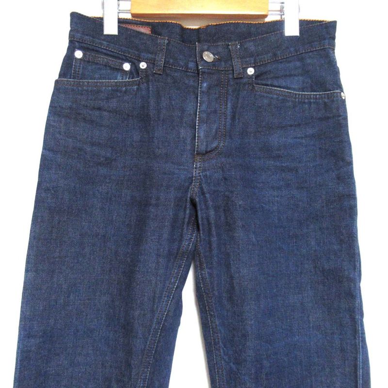 Hermes Leather Patches Serie Button Denim Pants Jeans Size 40 Indigo Blue Mens