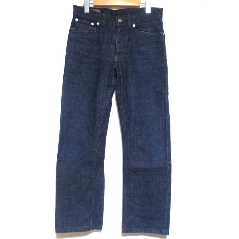 Hermes Leather Patches Serie Button Denim Pants Jeans Size 40 Indigo Blue Mens