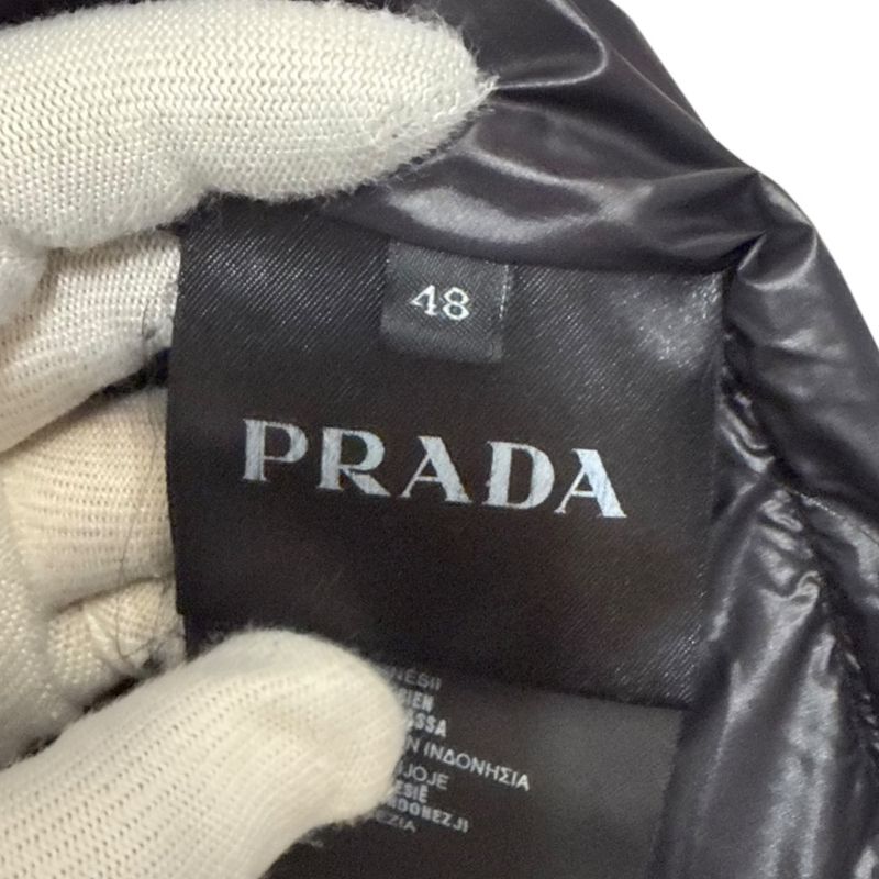 Good Prada Triangle Logo Plate Down Jacket Size 48 Navy Men's Used