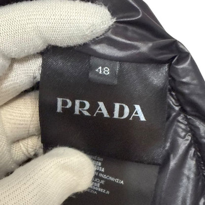 Good Prada Triangle Logo Plate Down Jacket Size 48 Navy Men's Used