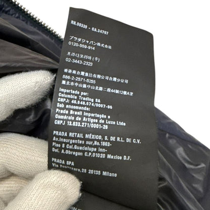 Good Prada Triangle Logo Plate Down Jacket Size 48 Navy Men's Used