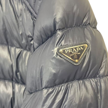 Good Prada Triangle Logo Plate Down Jacket Size 48 Navy Men's Used