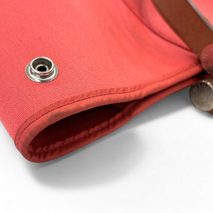 Good Hermes Cabas UK PM 2way Toile Officier Canvas Tote Bag Red N Engraved