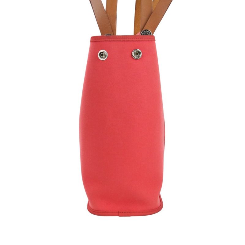 Good Hermes Cabas UK PM 2way Toile Officier Canvas Tote Bag Red N Engraved