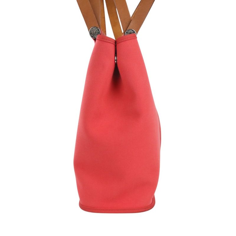 Good Hermes Cabas UK PM 2way Toile Officier Canvas Tote Bag Red N Engraved