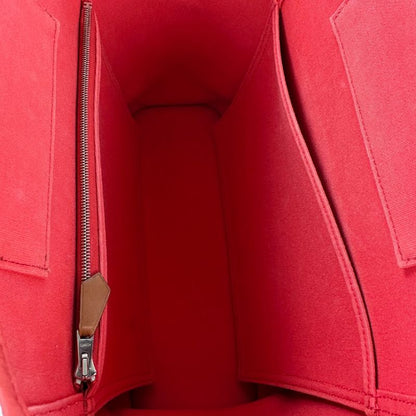 Good Hermes Cabas UK PM 2way Toile Officier Canvas Tote Bag Red N Engraved