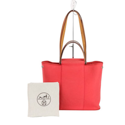 Good Hermes Cabas UK PM 2way Toile Officier Canvas Tote Bag Red N Engraved
