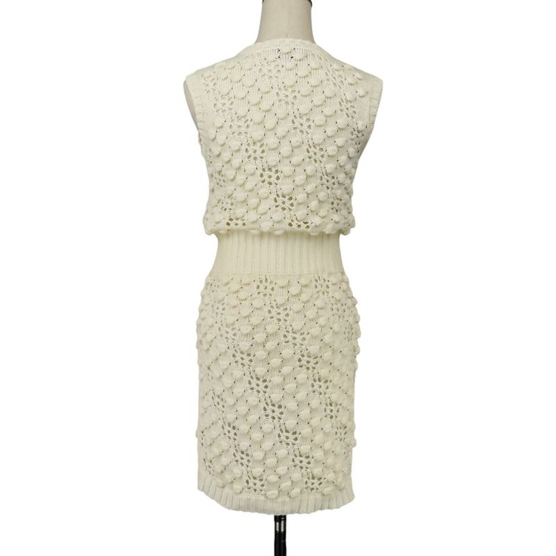 Good Chanel Coco Mark Crochet Knit Dress with Petticoat P56168k07331 Size 34