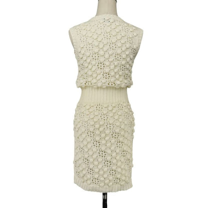 Good Chanel Coco Mark Crochet Knit Dress with Petticoat P56168k07331 Size 34