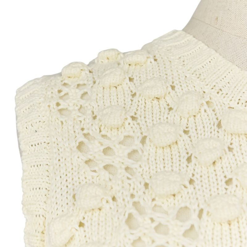 Good Chanel Coco Mark Crochet Knit Dress with Petticoat P56168k07331 Size 34