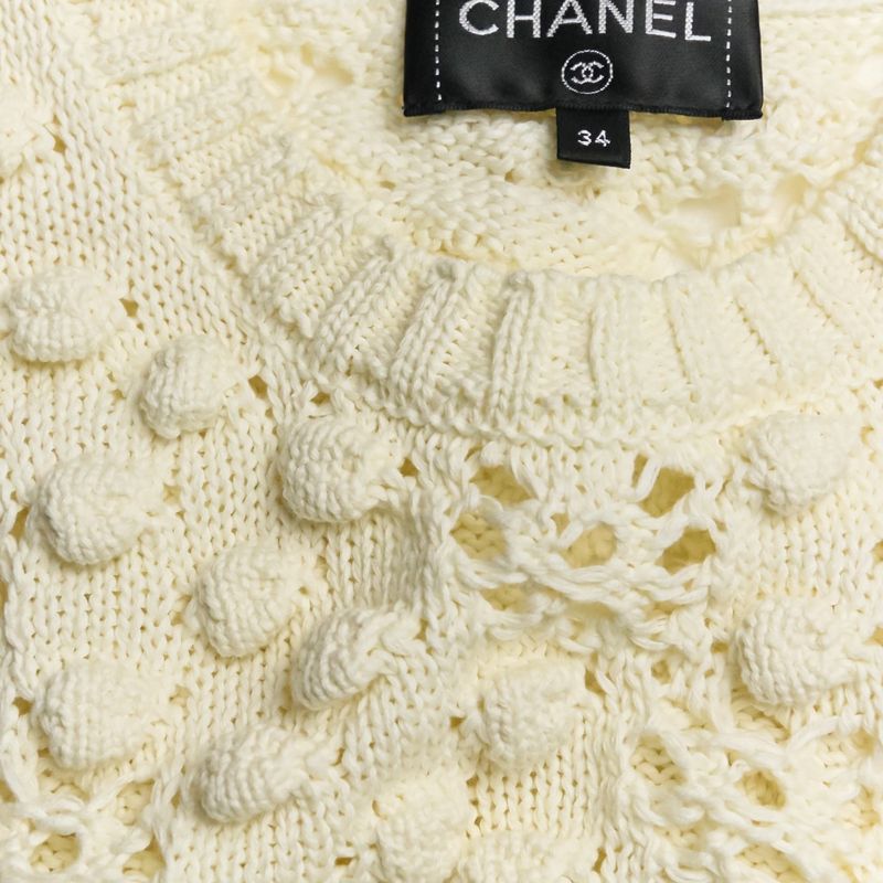 Good Chanel Coco Mark Crochet Knit Dress with Petticoat P56168k07331 Size 34
