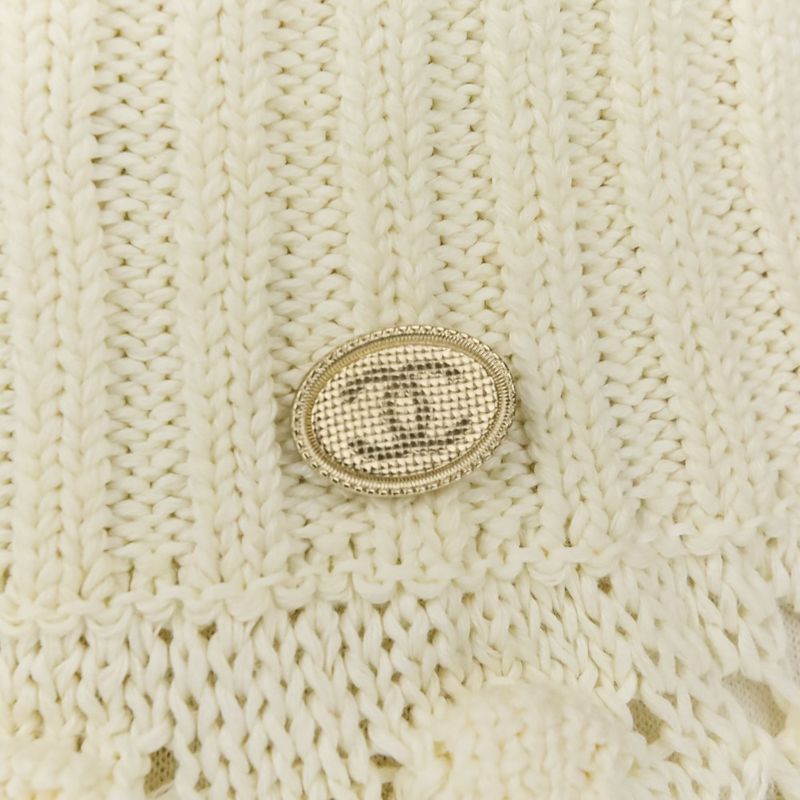 Good Chanel Coco Mark Crochet Knit Dress with Petticoat P56168k07331 Size 34