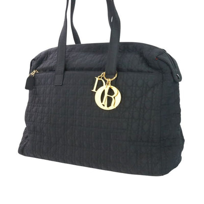 Good Christian Dior Lady Dior Cannage Quilted Boston Bag Tote Bag Black Ladies