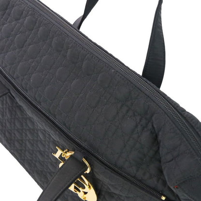Good Christian Dior Lady Dior Cannage Quilted Boston Bag Tote Bag Black Ladies