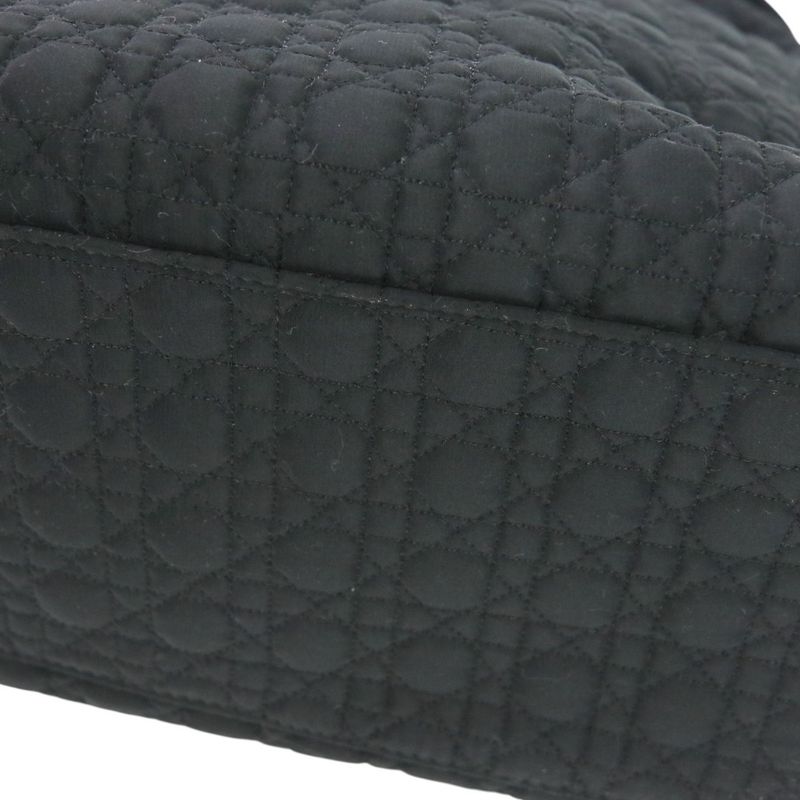 Good Christian Dior Lady Dior Cannage Quilted Boston Bag Tote Bag Black Ladies