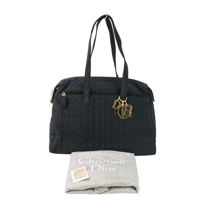 Good Christian Dior Lady Dior Cannage Quilted Boston Bag Tote Bag Black Ladies
