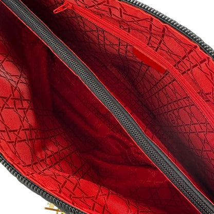 Good Christian Dior Lady Dior Cannage Quilted Boston Bag Tote Bag Black Ladies