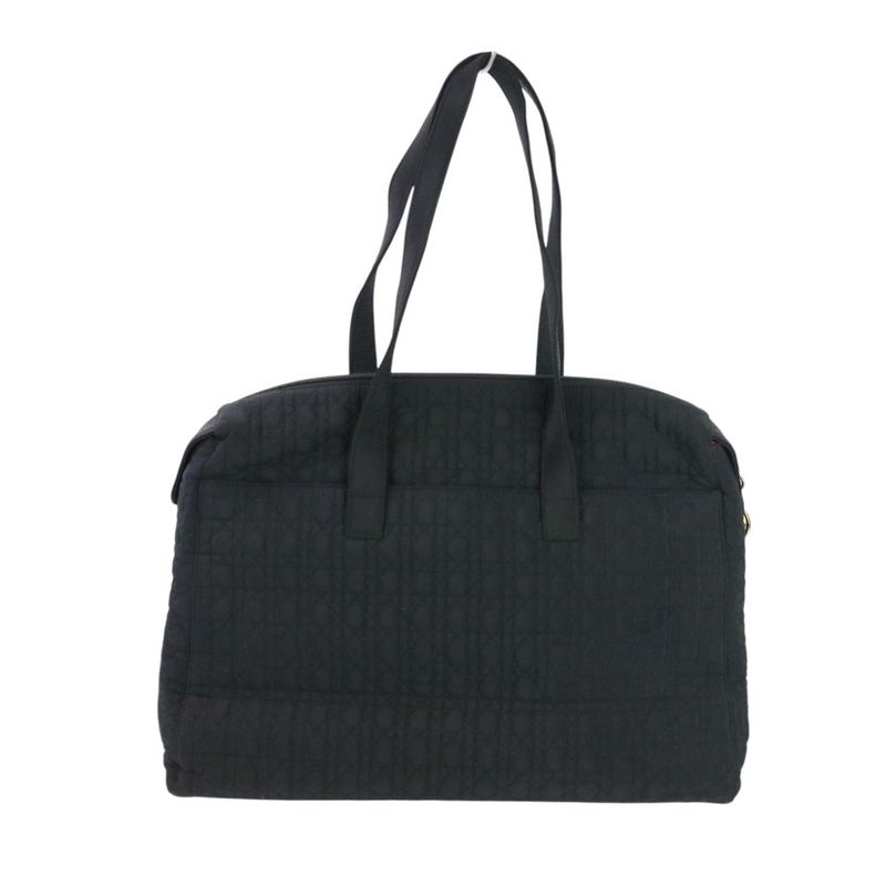 Good Christian Dior Lady Dior Cannage Quilted Boston Bag Tote Bag Black Ladies