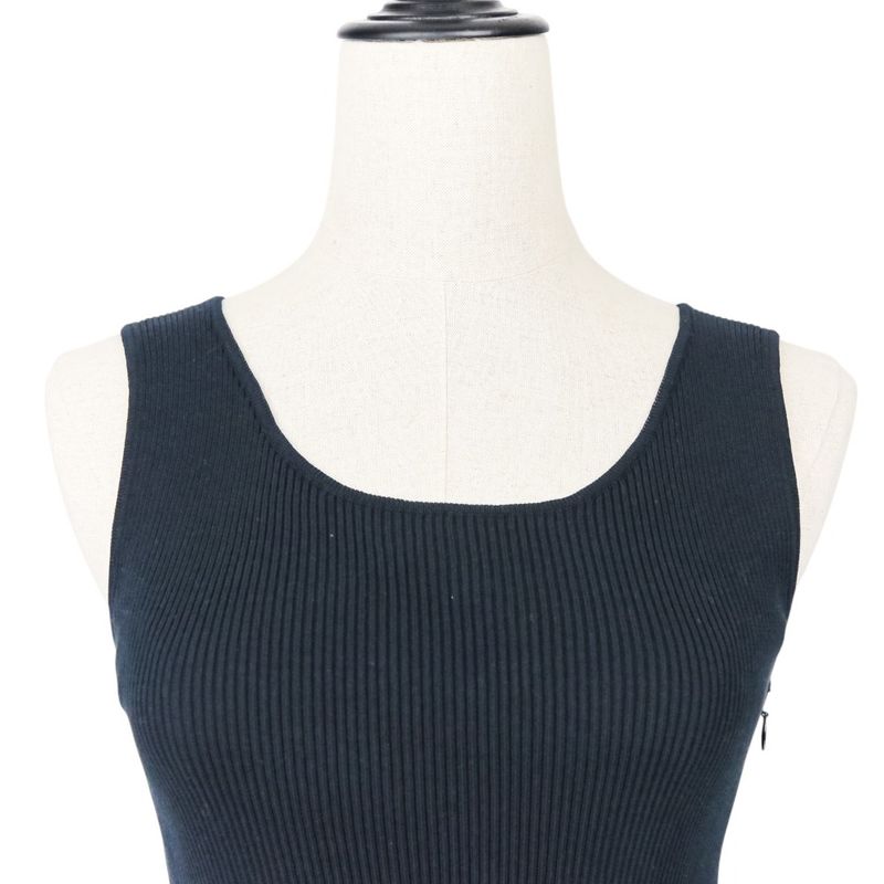 Chanel Ribbed Knit Sleeveless Dress P51180k06566 Size 34 Black Ladies Used