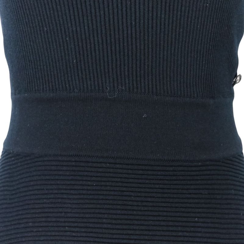 Chanel Ribbed Knit Sleeveless Dress P51180k06566 Size 34 Black Ladies Used