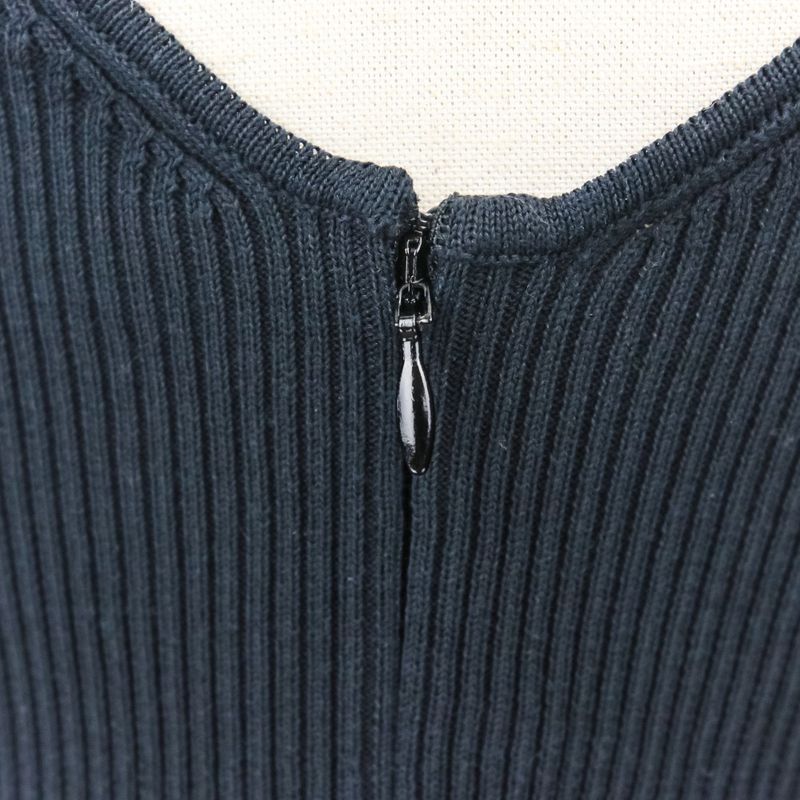 Chanel Ribbed Knit Sleeveless Dress P51180k06566 Size 34 Black Ladies Used