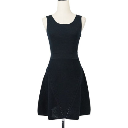 Chanel Ribbed Knit Sleeveless Dress P51180k06566 Size 34 Black Ladies Used