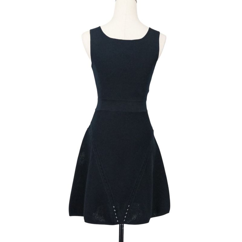 Chanel Ribbed Knit Sleeveless Dress P51180k06566 Size 34 Black Ladies Used