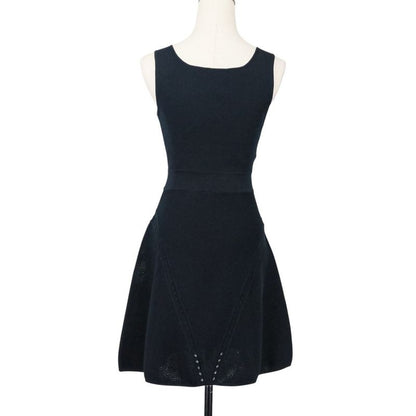 Chanel Ribbed Knit Sleeveless Dress P51180k06566 Size 34 Black Ladies Used